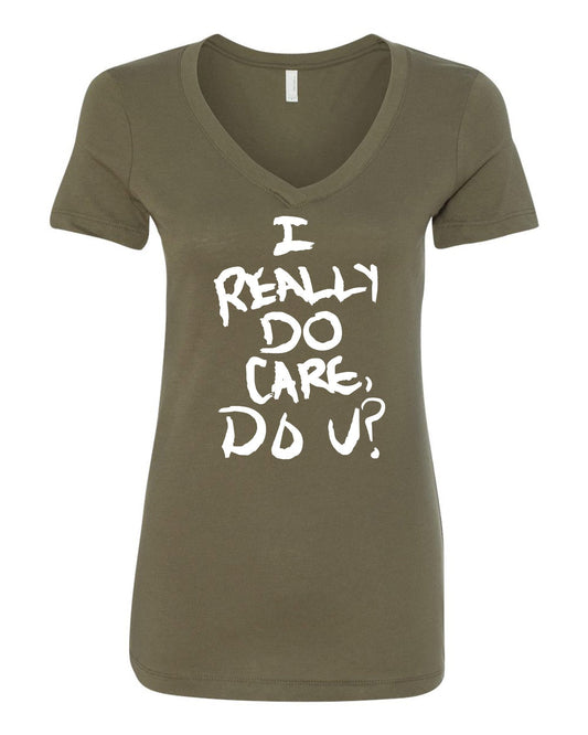 Melania's I really do care do you? V-Neck women's t-shirt