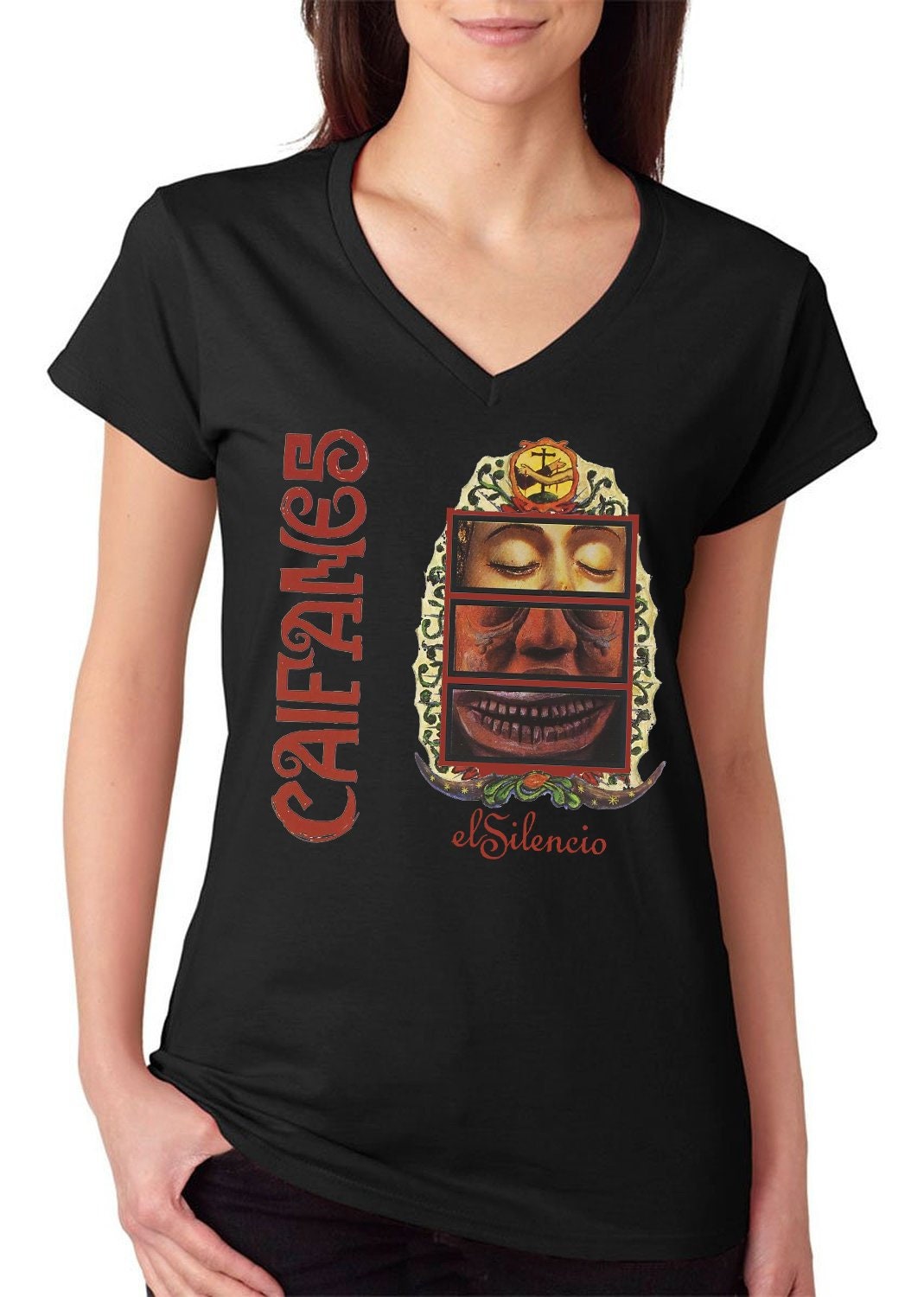 Rock en español caifanes el silencio women's v-neck t-shirt