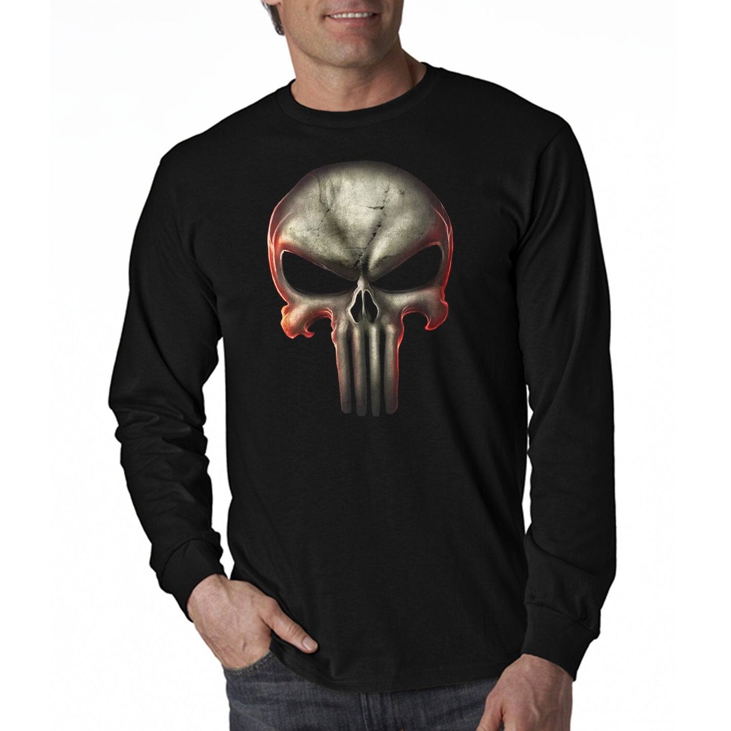 Skull 3D Graphic Long Sleeve T-Shirt