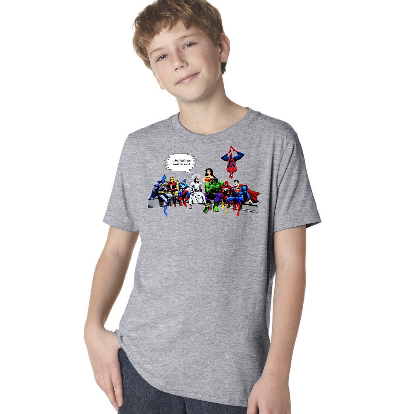 Jesus & Superheroes And That's How I Saved The World Kids T-Shirt