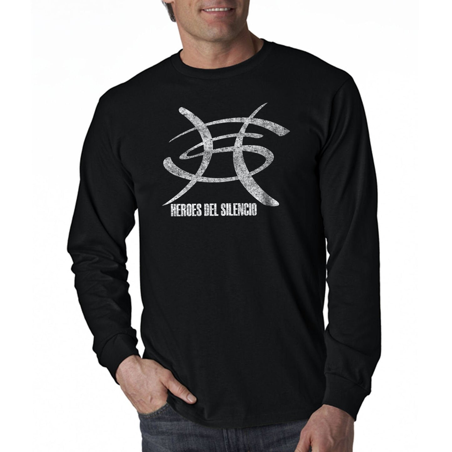 Heroes Del Silencio Bunbury Distressed Logo C Long Sleeve T-Shirt