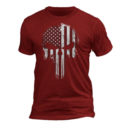 USA Flag Patriotic Tactical Desaturated B&W Skull Men's T-Shirt