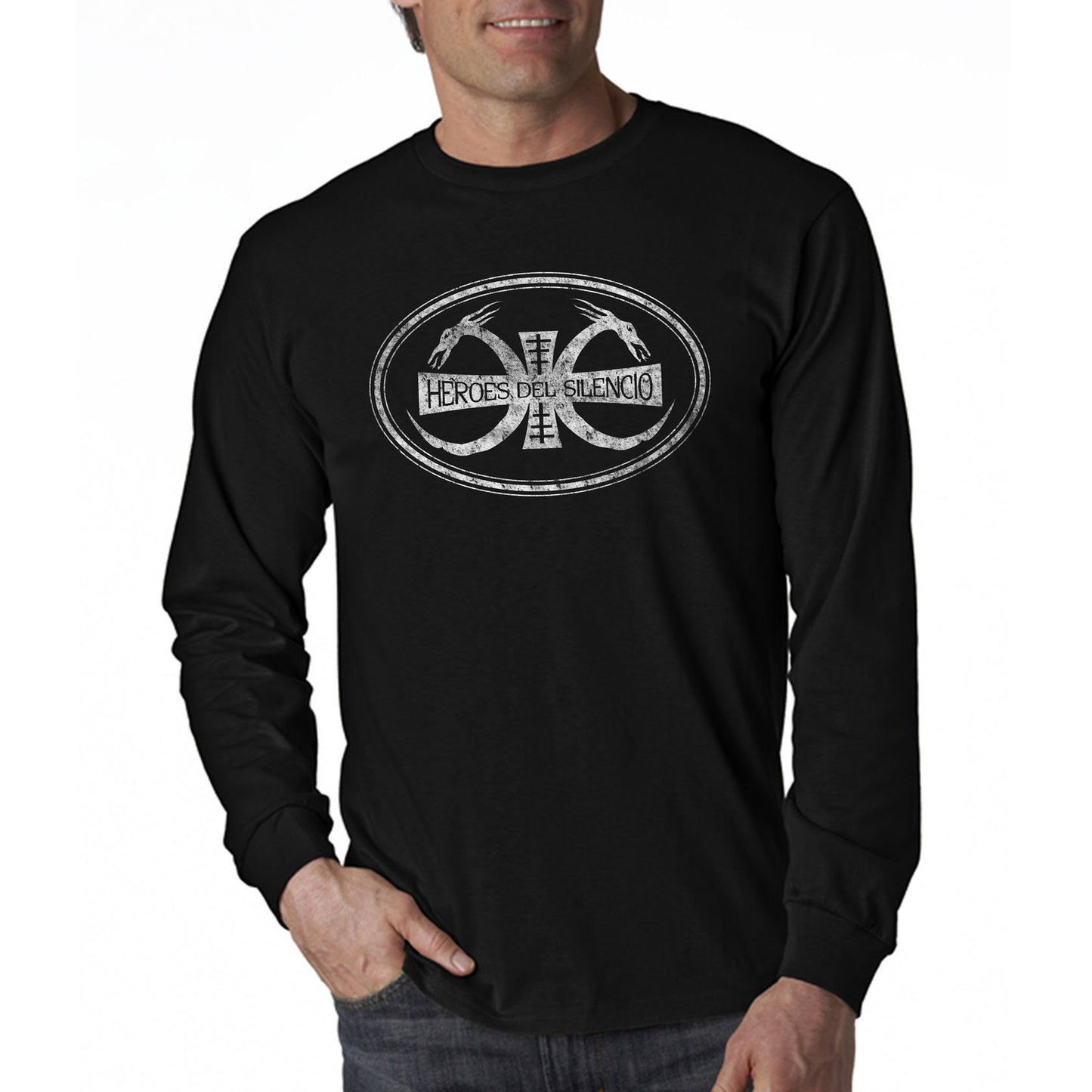 Heroes Del Silencio Bunbury Distressed Logo B Long Sleeve T-Shirt