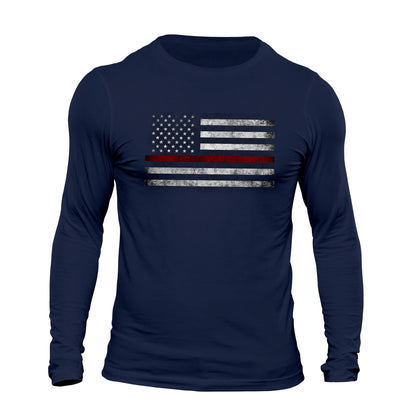 Thin Red Line Flag USA Firefighter Men's Long Sleeve T-Shirt