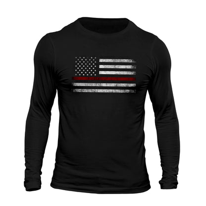 Thin Red Line Flag USA Firefighter Men's Long Sleeve T-Shirt