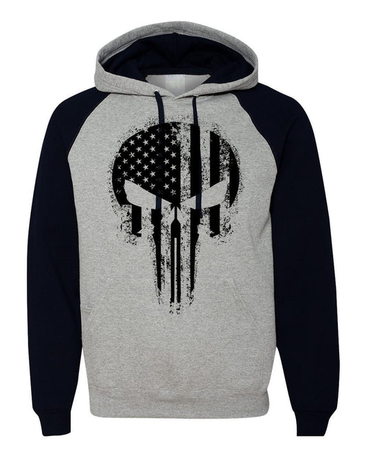 USA Flag Blacked Out Skull Hoodie Sweatshirt!