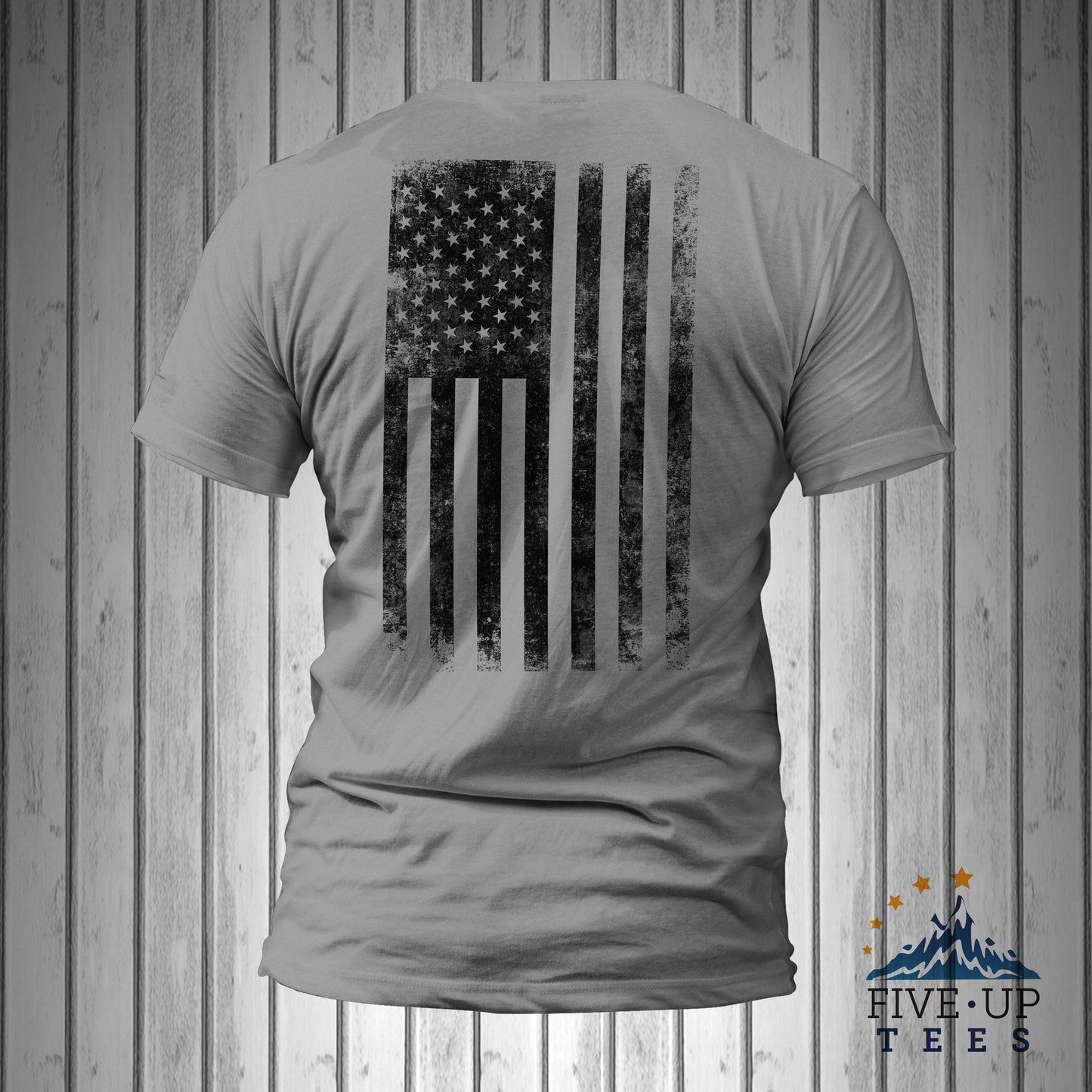 United States of America Distressed Black Vertical USA Flag T-Shirt