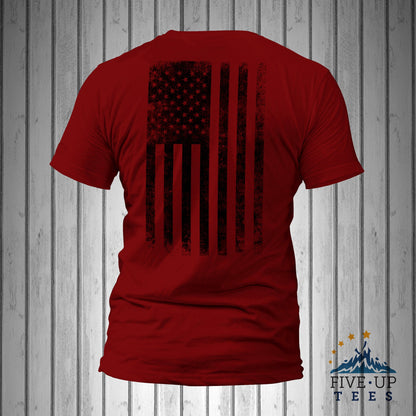 United States of America Distressed Black Vertical USA Flag T-Shirt