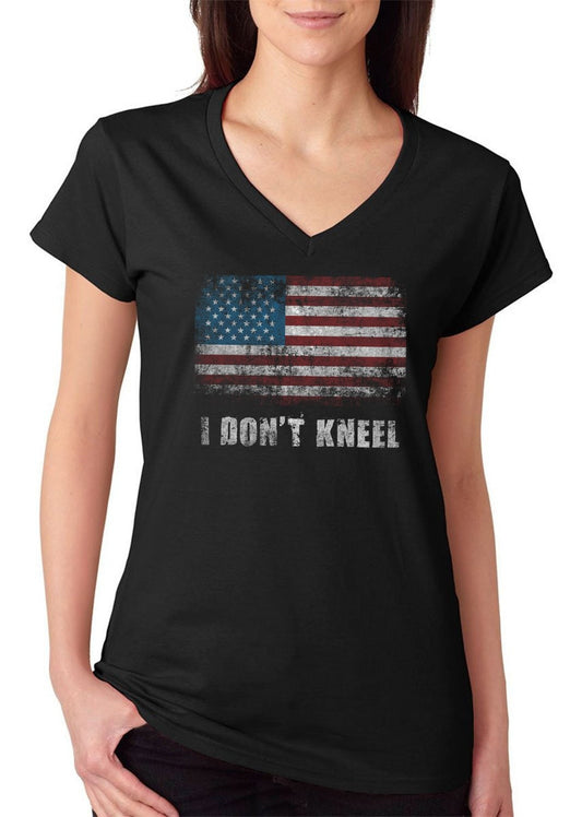 I Don't Kneel American Pride Women's V-Neck T-Shirt