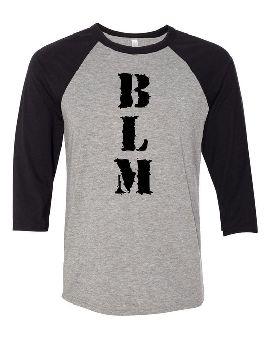 BLM Black Lives Matter 3/4 Sleeve Raglan Baseball T-Shirt