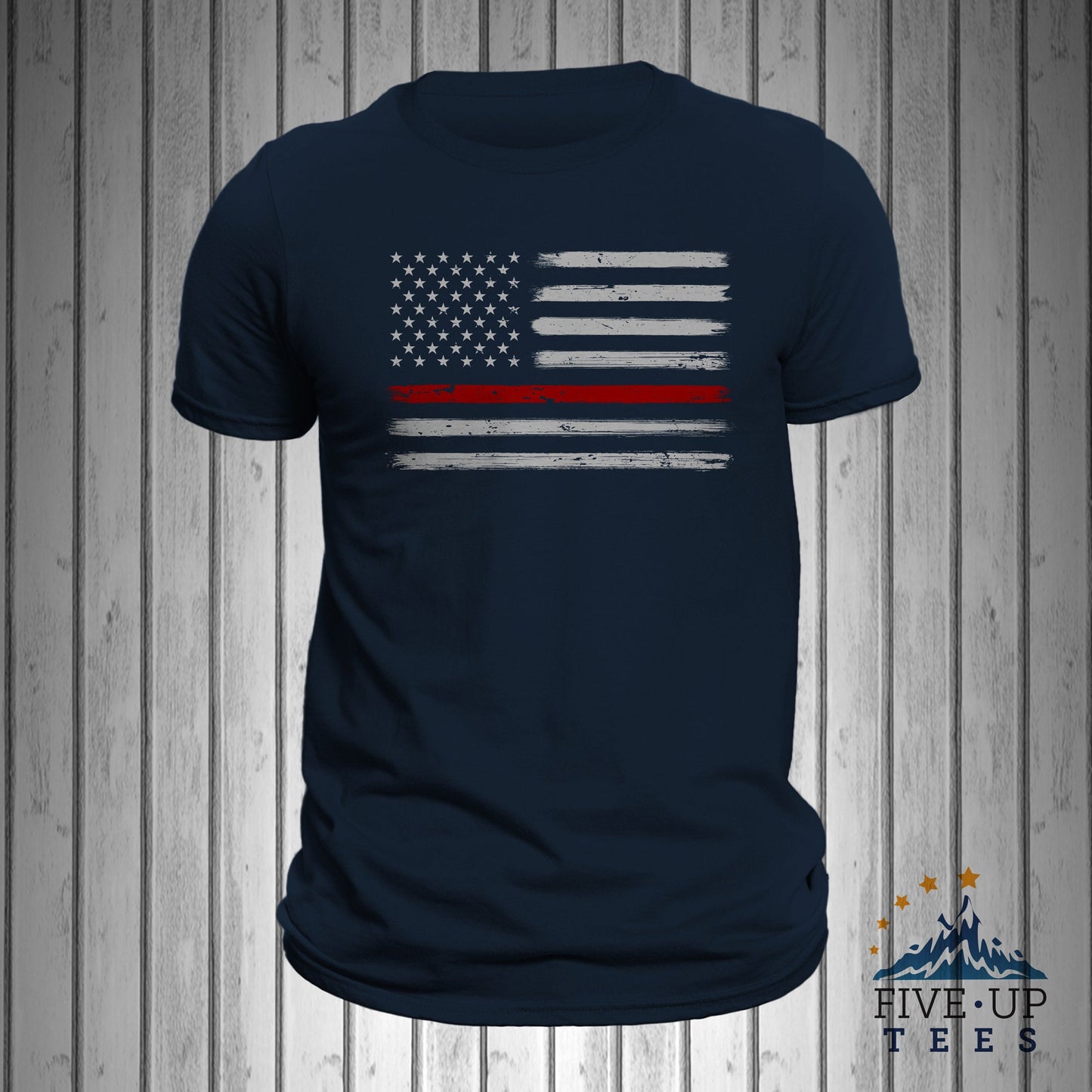 Thin Red Line Flag USA Firefighter Brushed Flag Men's T-Shirt