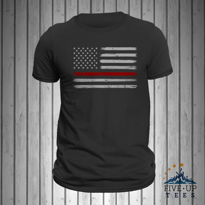 Thin Red Line Flag USA Firefighter Brushed Flag Men's T-Shirt