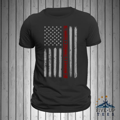 Firefighter Bravery Courage Honor Thin Red Line Vertical Flag Men's T-Shirt