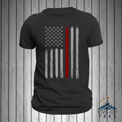 Thin Red Line Flag Firefighter Vertical Brushed Flag Men's T-Shirt