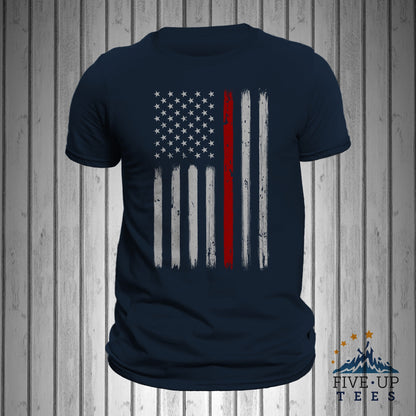 Thin Red Line Flag Firefighter Vertical Brushed Flag Men's T-Shirt