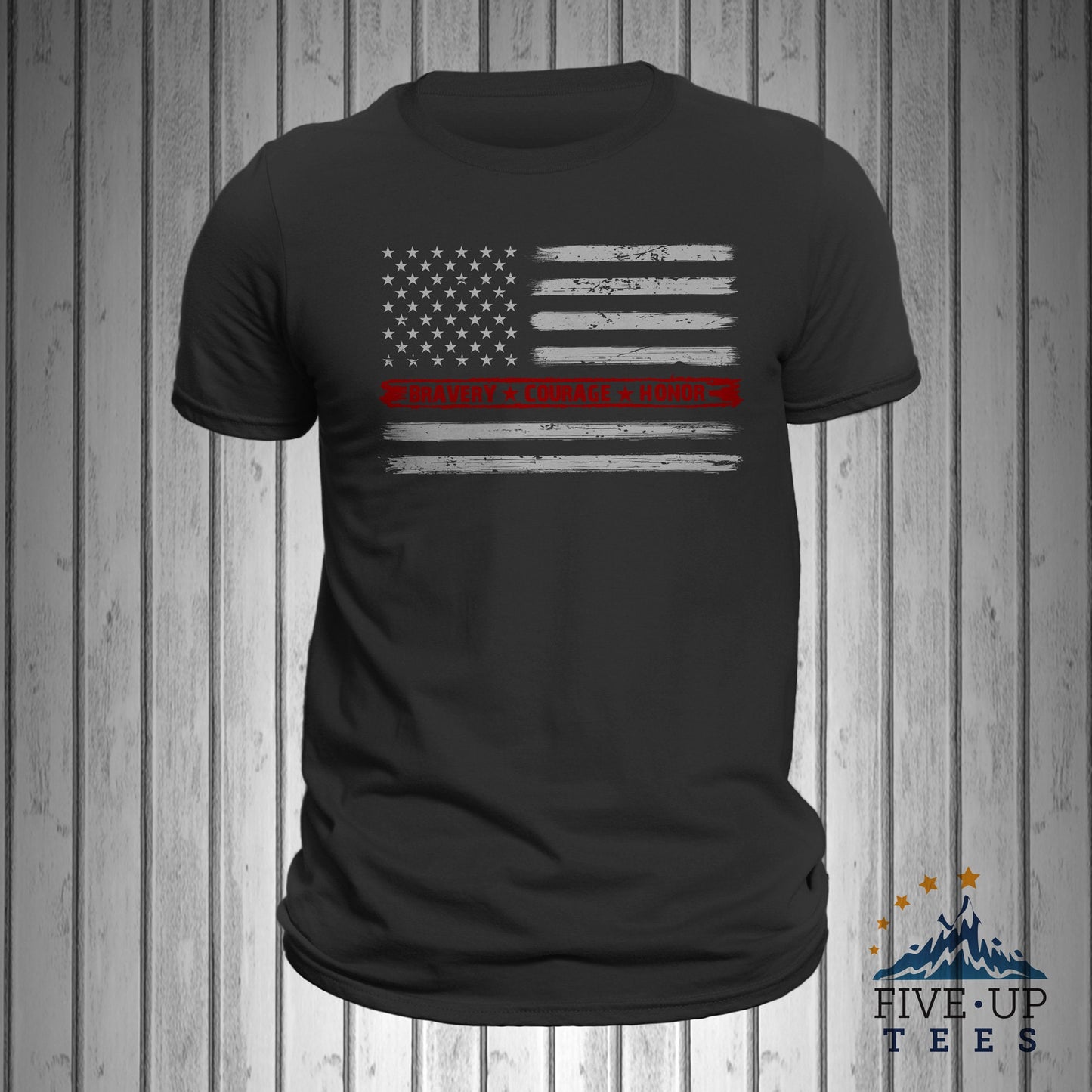 Firefighter Bravery Courage Honor Thin Red Line Flag Men's T-Shirt