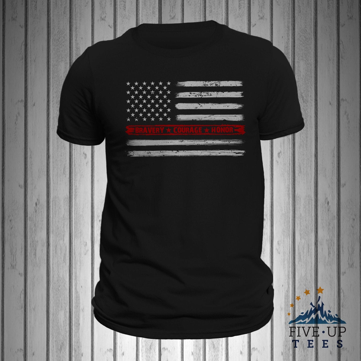 Firefighter Bravery Courage Honor Thin Red Line Flag Men's T-Shirt