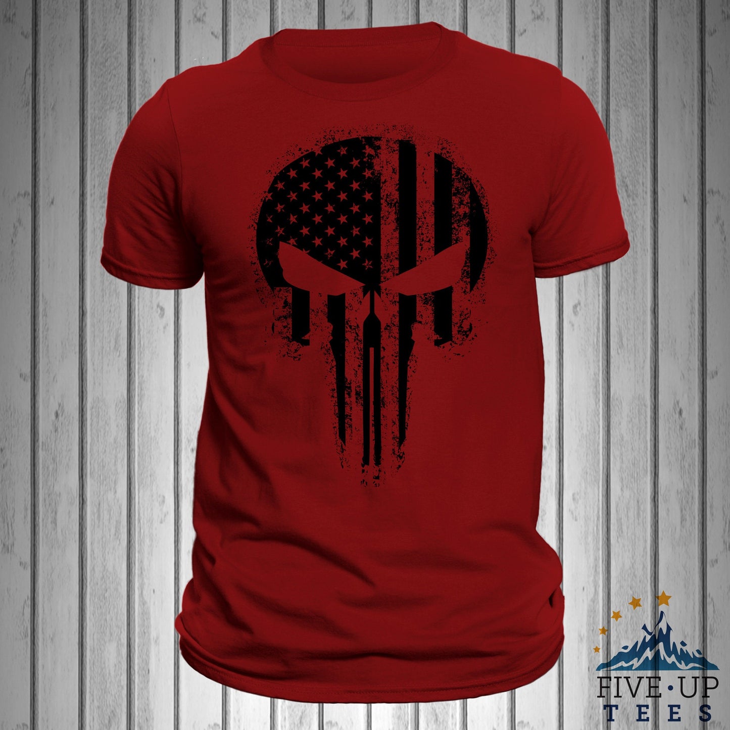 USA Flag Skull Blacked Out Design Men's T-Shirt