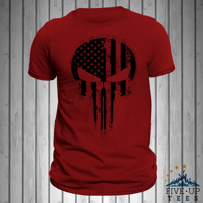 USA Flag Skull Blacked Out Design Men's T-Shirt