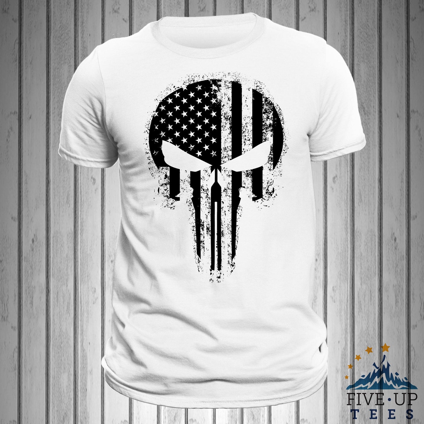 USA Flag Skull Blacked Out Design Men's T-Shirt