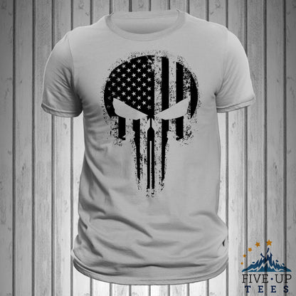 USA Flag Skull Blacked Out Design Men's T-Shirt