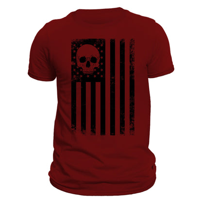 USA Black Vertical Flag With Skull Men's T-Shirt