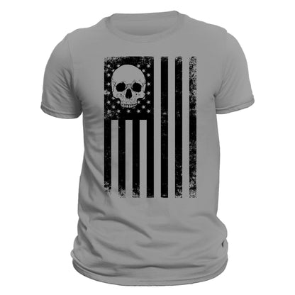 USA Black Vertical Flag With Skull Men's T-Shirt