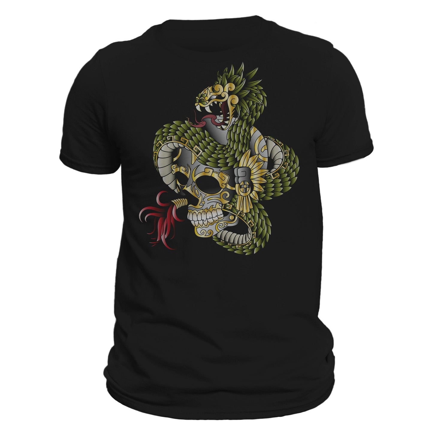 Quetzalcoatl Skull Feathered Serpent Aztec God  T-Shirt