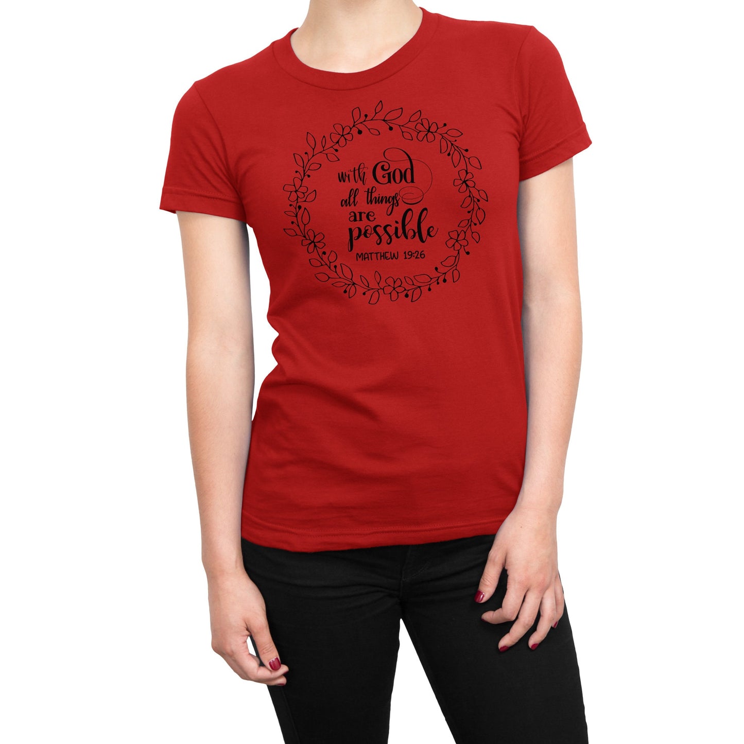 With God All Things Are Possible Floral Crown Style T-Shirt