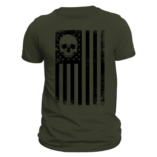 USA Black Vertical Flag With Skull Men's T-Shirt