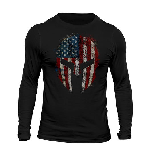 American Spartan Patriotic USA Flag Men's Long Sleeve T-Shirt