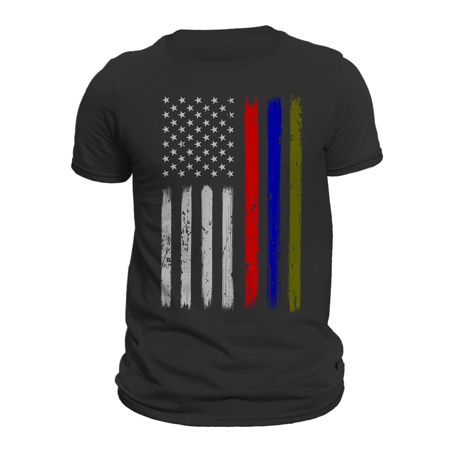 Thin Red Blue Green Line Vertical Flag T-Shirt