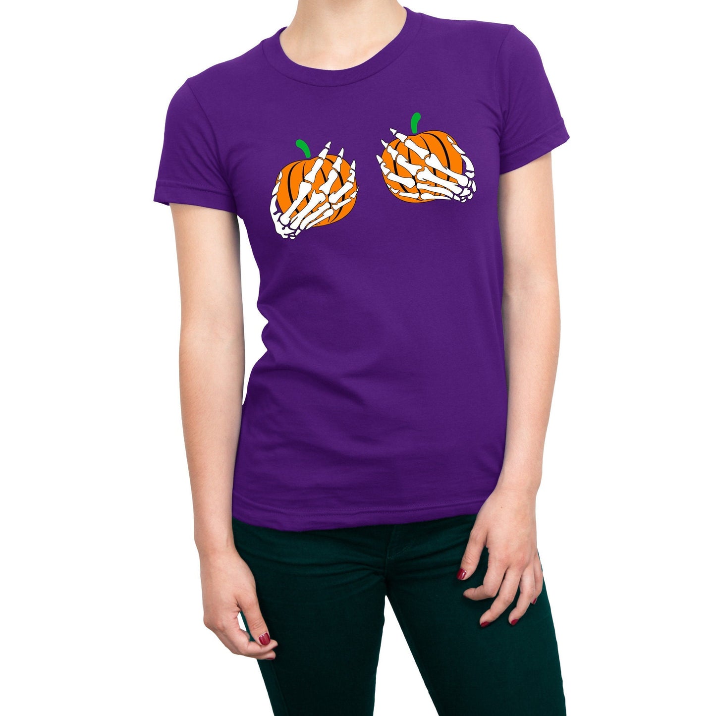 Halloween Skeleton Hands With Pumpkins Women's T-Shirt