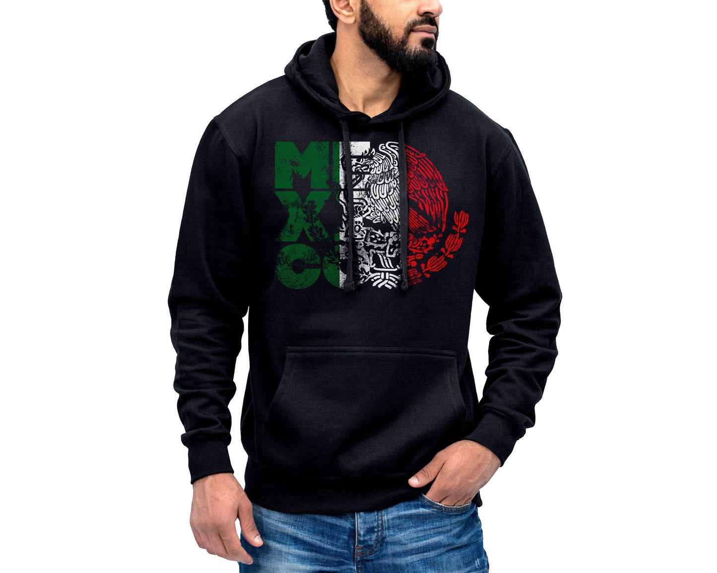 Mexico Tricolor Graphic Hoodie - Sueter Con Capucha y Grafica Tricolor De Mexico