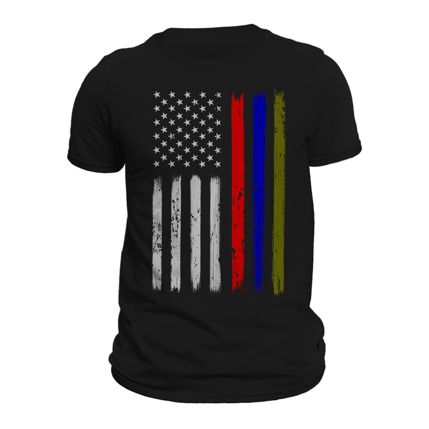 Thin Red Blue Green Line Vertical Flag T-Shirt