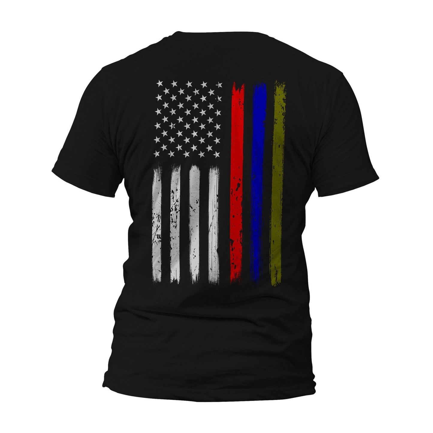 Thin Red Blue Green Line Vertical Flag T-Shirt