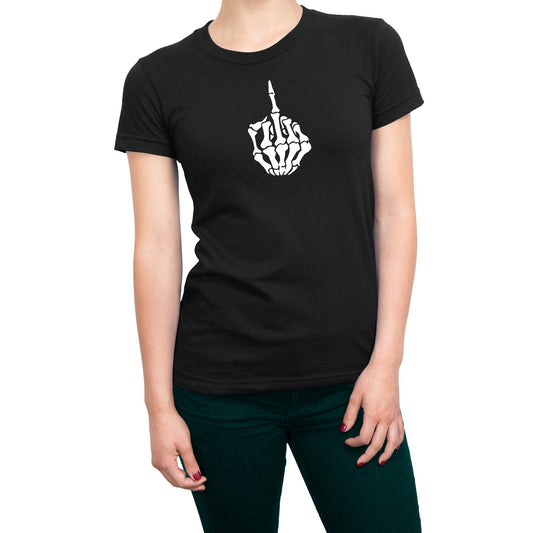 Halloween Skeleton Hand Middle Finger Women's T-Shirt