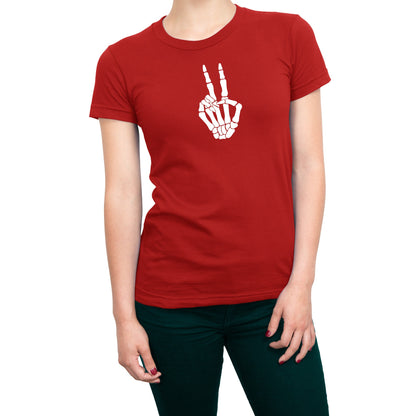 Halloween Skeleton Hand Peace Women's T-Shirt