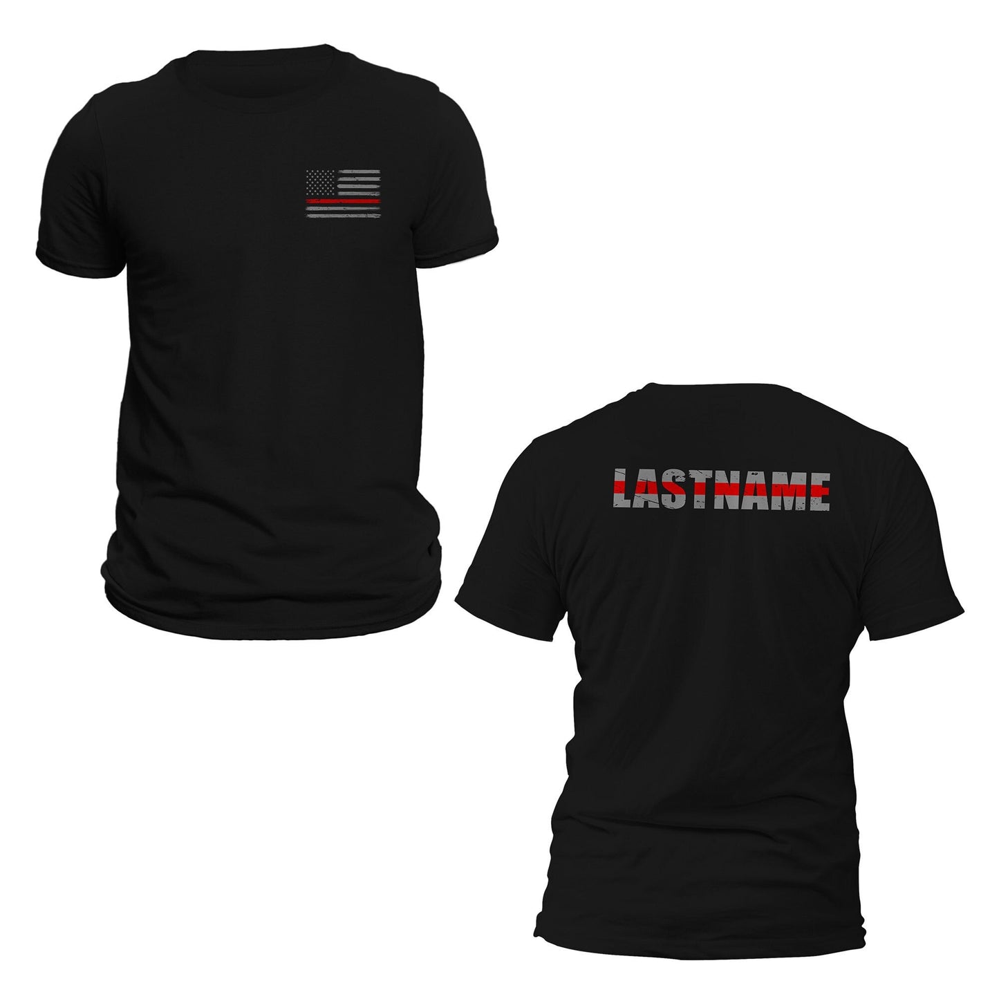 Custom Last Name Firefighter Thin Red Line Shirt