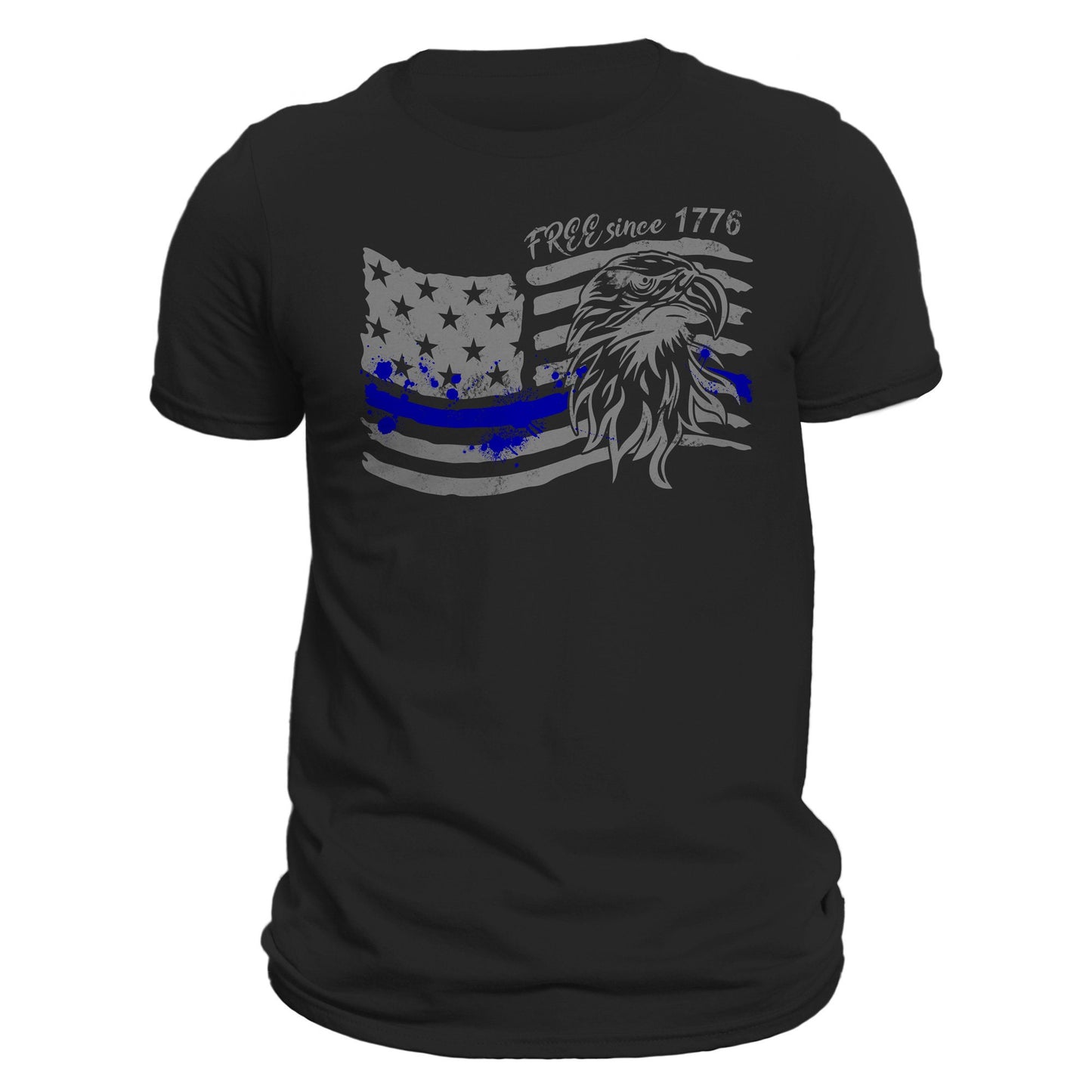 America Free Since 1776 Thin Blue Line Flag T-Shirt