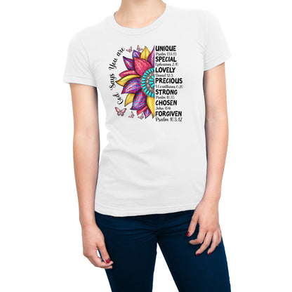 God Said You Are Unique Special Lovely Christian Religious Women's T-Shirt