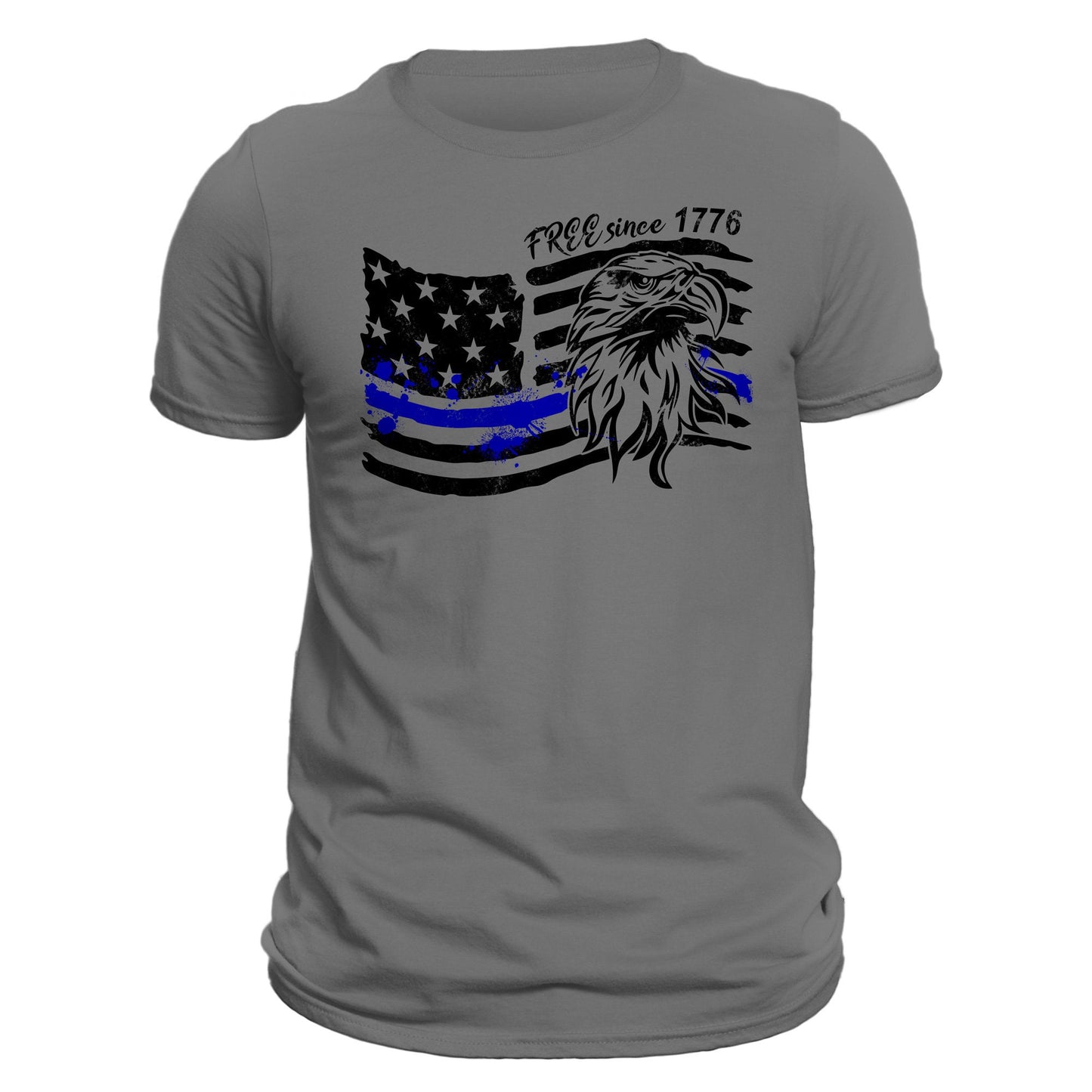 America Free Since 1776 Thin Blue Line Flag T-Shirt