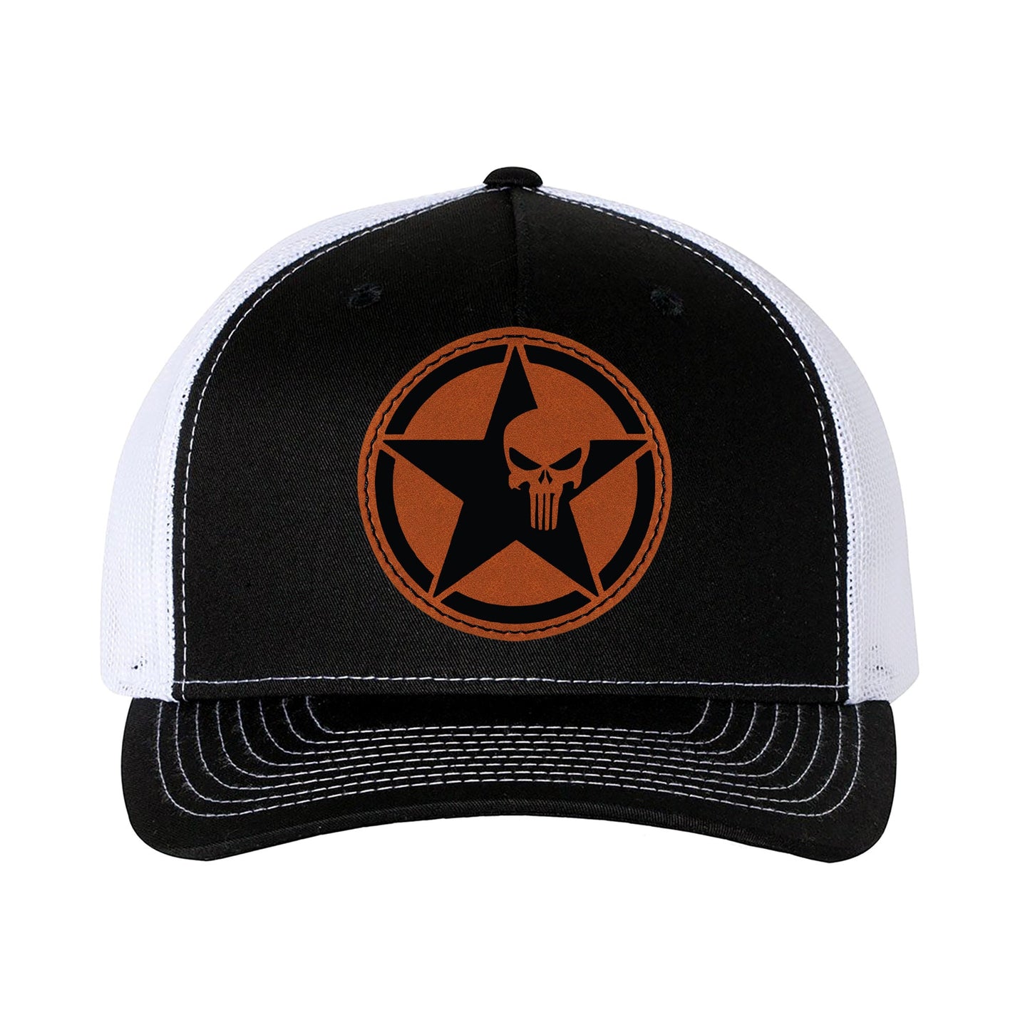 Trucker Hat Baseball Cap US Army Star With Skull Leather Patch Style Hat