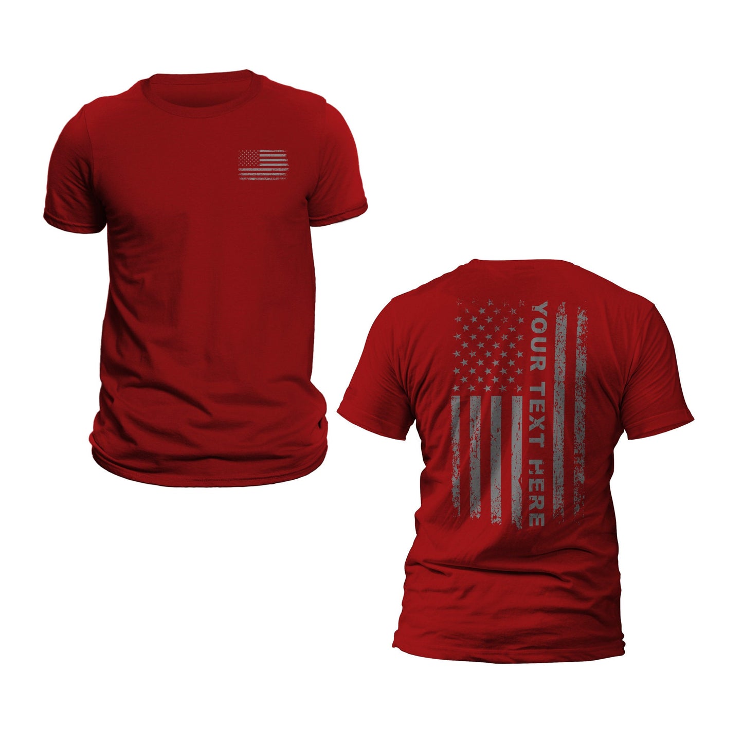 Custom Text Personalized US Flag Patriotic T-Shirt