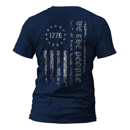 We The People 1776 USA Distressed Flag Back Print T-Shirt