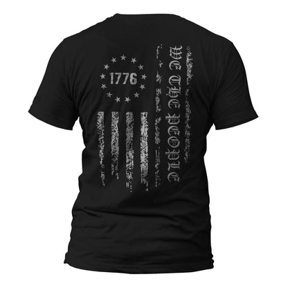 We The People 1776 USA Distressed Flag Back Print T-Shirt