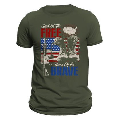 Land of The Free Home of The Brave Front or Back Print T-Shirt