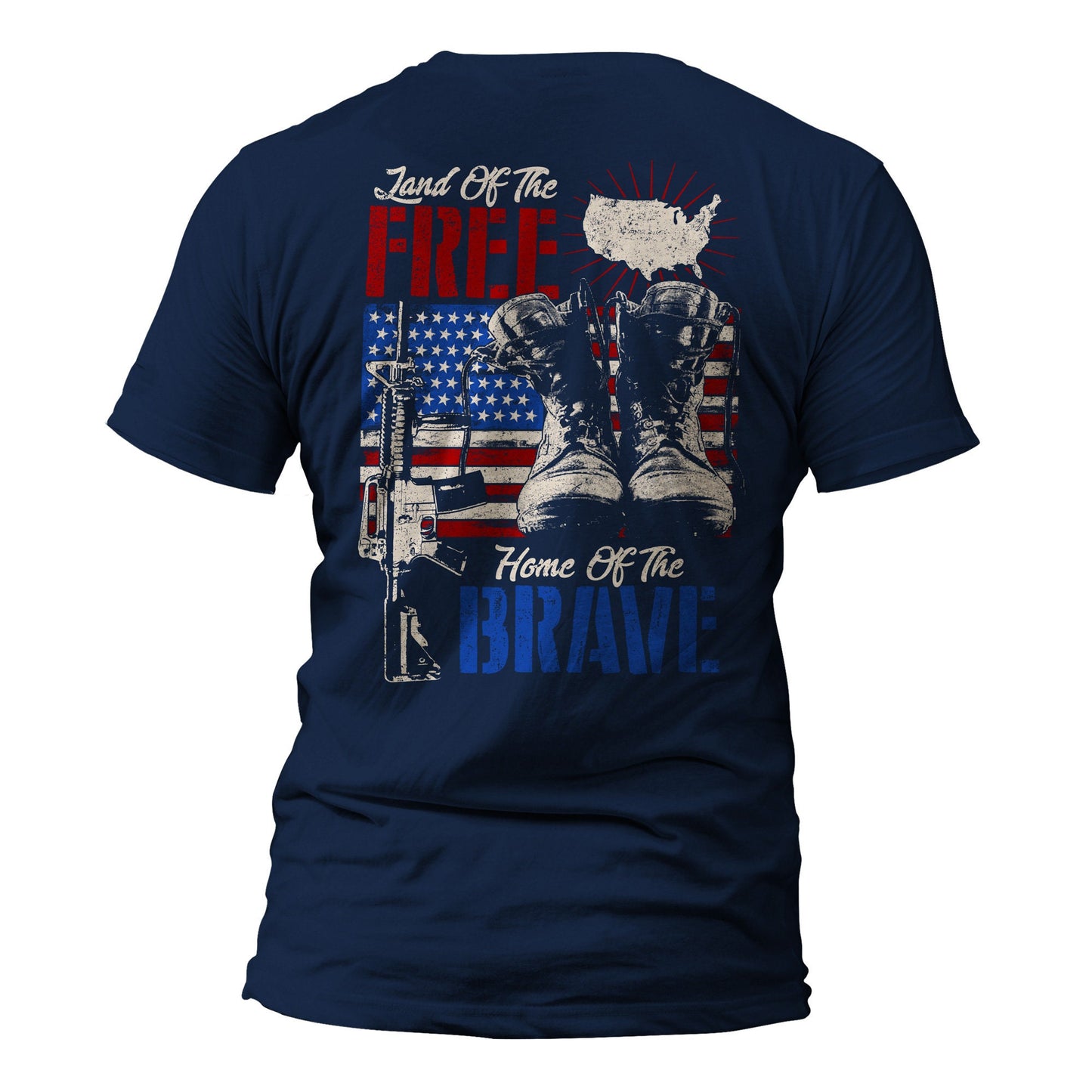 Land of The Free Home of The Brave Front or Back Print T-Shirt