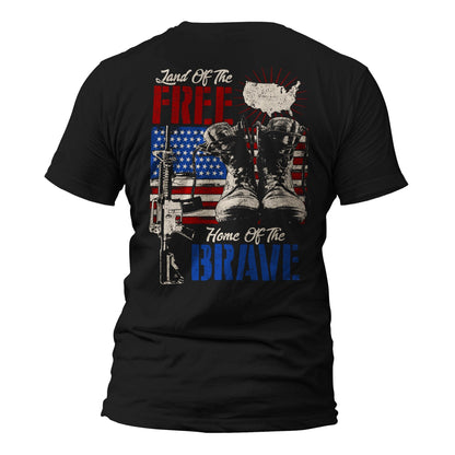 Land of The Free Home of The Brave Front or Back Print T-Shirt