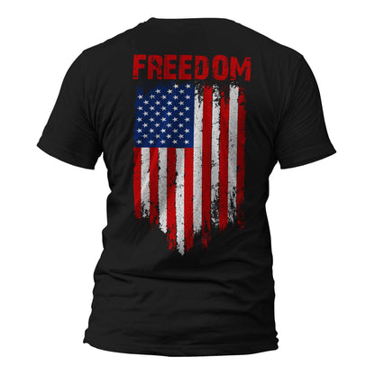 Freedom USA Flag Back Print Patriotic T-Shirt